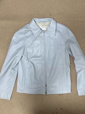 Vintage Vera Pelle Lamb Leather Light Blue Jacket